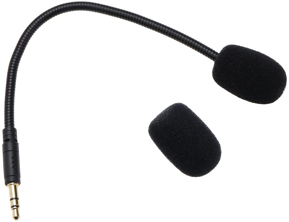 A black Arctis 1 microphone with a spear wind muff