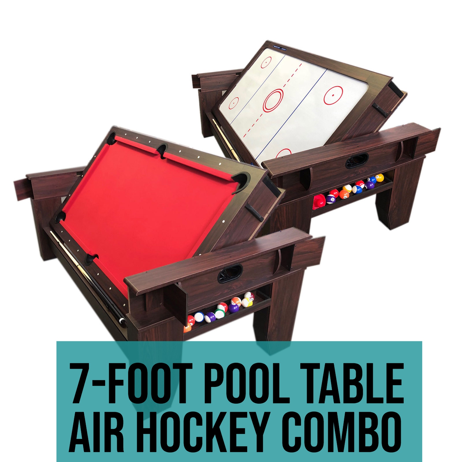7-foot Pool Table Air Hockey Combo - Double The Entertainment