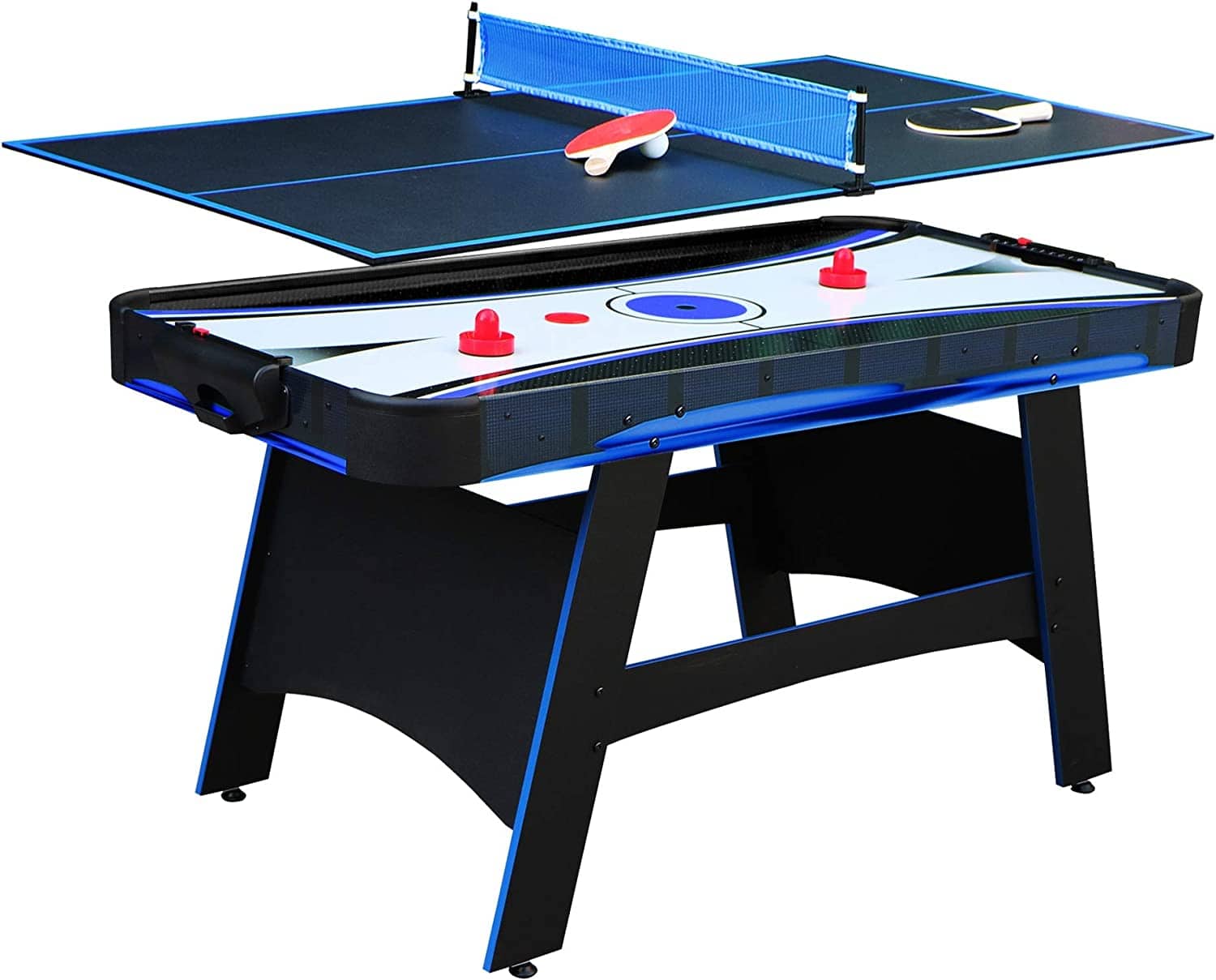 Blue and black 2 In 1 Air Hockey and Ping Pong table