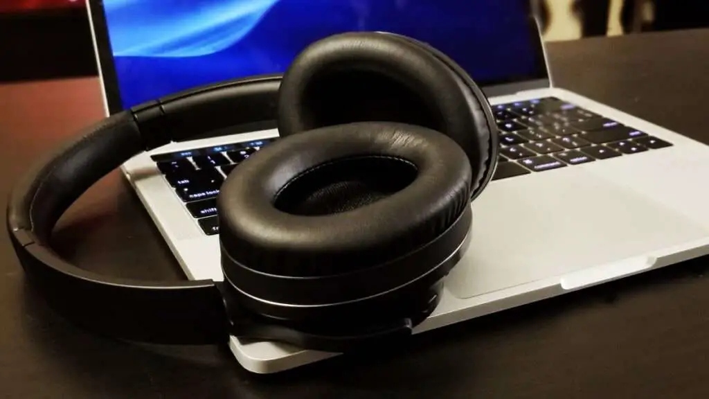 Headphones on a laptop