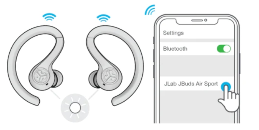 JLab JBuds Air Sport connecting with phone