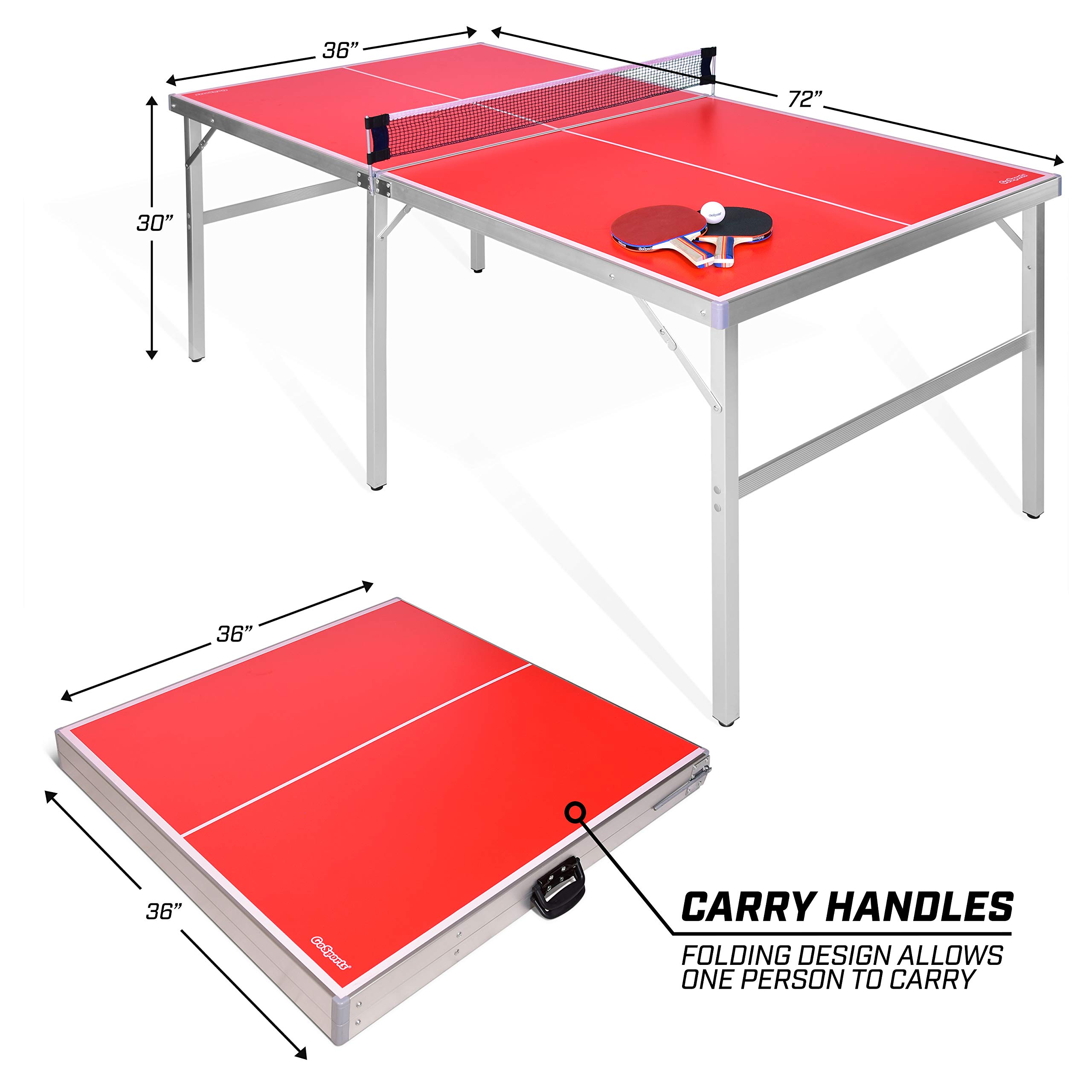 Red GoSports Mid-Size Table Tennis Table