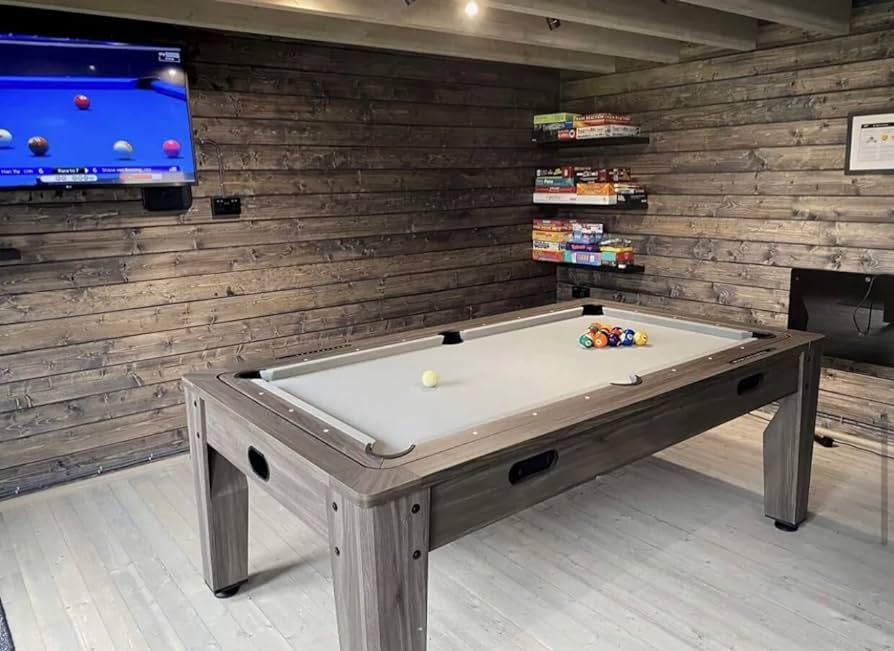 7ft Driftwood w/ grey cloth pool dining & table tennis table