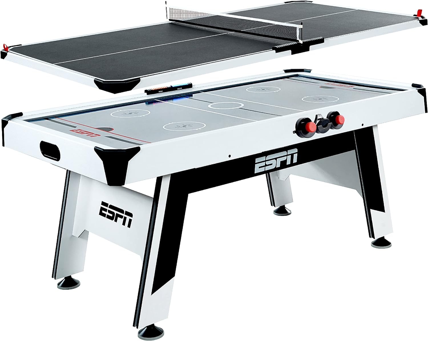 Black and white ESPN Sports Air Hockey And Ping-Pong Game Table