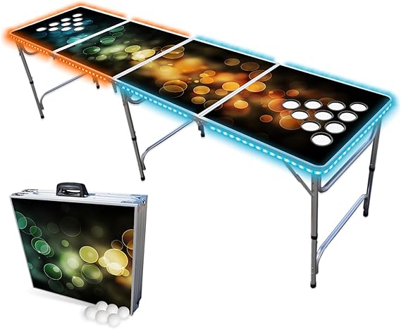 PartyPongTable 8-Foot Folding Pong Table With Cup Holes with bubble print